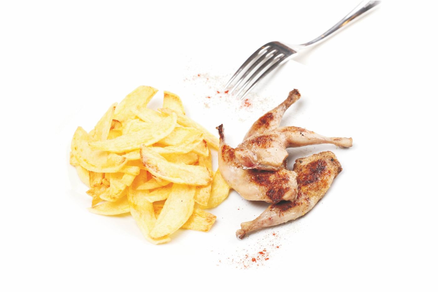 Grilled quail with homemade fries