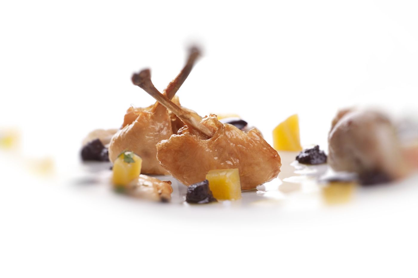 Crispy quail with diced fruit
